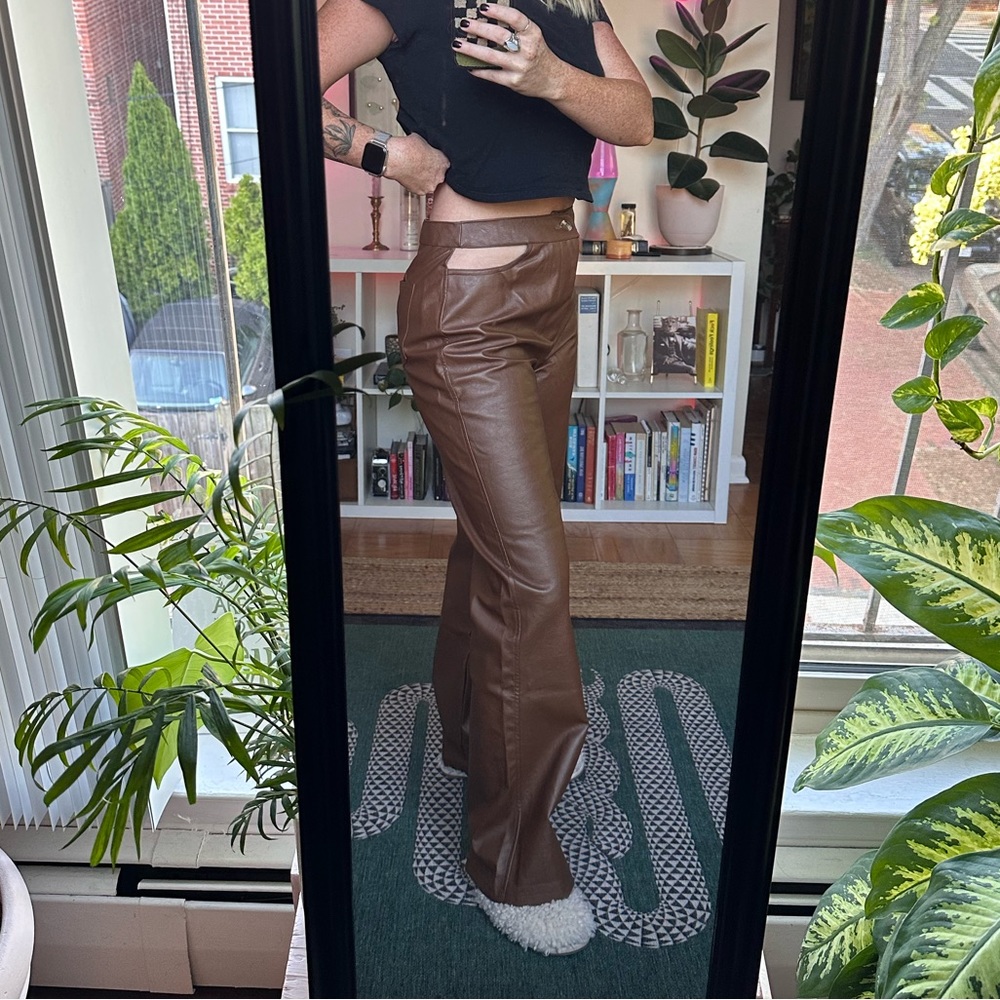 Faux Leather Brown Pants M
